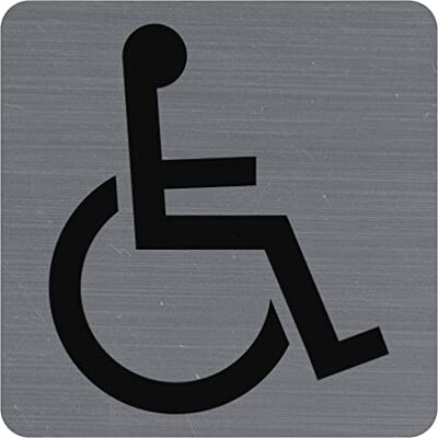 EXACOMPTA Réf. 67191E 1 plaque de porte adhésive logo Handicapés Plaque murale imprimée de signalisation -Sur tous supports Aspect aluminium brossé Dimensions : 7,5 x 7,5 cm EXACOMPTA Réf. 67191E 1 plaque de porte adhésive logo Handicapés Plaque murale imprimée de signalisation -Sur tous supports Aspect aluminium brossé Dimensions : 7,5 x 7,5 cm