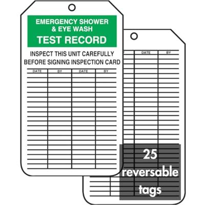 Accuform Legend MGT207PTP Lot de 25 étiquettes d'enregistrement d'inspection « Emergency Shower & Eye WASH Test Record », 14,6 cm de long x 8,3 cm de large x 0 cm d'épaisseur, plastique RP, vert/noir Accuform Legend MGT207PTP Lot de 25 étiquettes d'enregistrement d'inspection « Emergency Shower & Eye WASH Test Record », 14,6 cm de long x 8,3 cm de large x 0 cm d'épaisseur, plastique RP, vert/noir