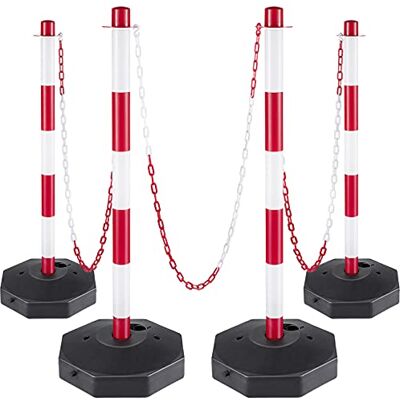 VEVOR Poteau de Signalisation Lot de 4Pcs Poteaux de Circulation Délimitation Plastique 84cm Hauteur Kit de Poteaux Balisage Rouge Blanc avec 1,4m Chaîne pour Parking Allée Terrain de Construction VEVOR Poteau de Signalisation Lot de 4Pcs Poteaux de Circulation Délimitation Plastique 84cm Hauteur Kit de Poteaux Balisage Rouge Blanc avec 1,4m Chaîne pour Parking Allée Terrain de Construction