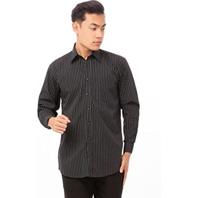 Chef Works Uniform Works B315-L Chemise à manches longues, motif rayures, taille L Chef Works Uniform Works B315-L Chemise à manches longues, motif rayures, taille L