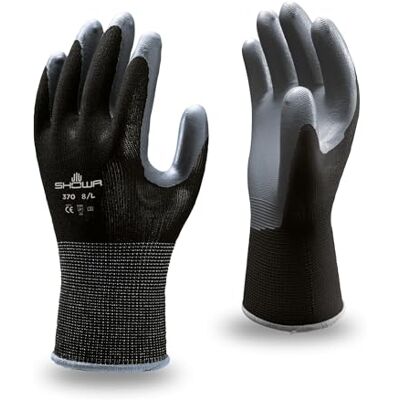 SHOWA Gants de protection en nylon noir avec revêtement nitrile sur la paume de la main SHOWA Gants de protection en nylon noir avec revêtement nitrile sur la paume de la main