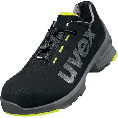 Uvex 1 Chaussures de sécurité basses S2 SRC, chaussures de travail pour homme et femme, noir/citron vert, taille 45 Uvex 1 Chaussures de sécurité basses S2 SRC, chaussures de travail pour homme et femme, noir/citron vert, taille 45