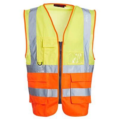 Black rock Blackrock Gilet sans manches haute visibilité, jaune et orange, entièrement certifié EN – L Black rock Blackrock Gilet sans manches haute visibilité, jaune et orange, entièrement certifié EN – L