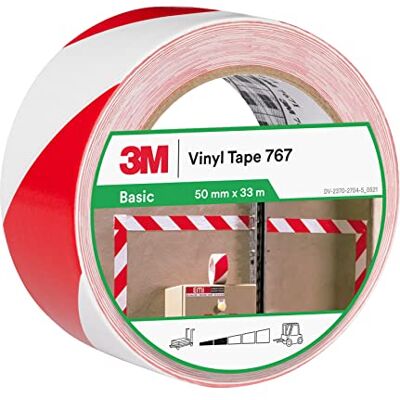 3M Ruban adhésif vinyle 767 hachuré rouge/blanc, 50 mm x 33 m 3M Ruban adhésif vinyle 767 hachuré rouge/blanc, 50 mm x 33 m