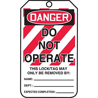 Accuform Signs MLT400PTP Lockout Tag, Legend "DANGER DO NOT OPÉRATE", 5.75" Longueur x 3.25" Largeur x 0.015" Épaisseur, RP-Plastique, Rouge/Noir sur Blanc (Lot de 25) Accuform Signs MLT400PTP Lockout Tag, Legend "DANGER DO NOT OPÉRATE", 5.75" Longueur x 3.25" Largeur x 0.015" Épaisseur, RP-Plastique, Rouge/Noir sur Blanc (Lot de 25)
