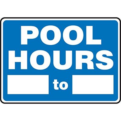 Accuform MADM441VA Panneau de sécurité en aluminium, légende "Pool Hours_ to_", 17,8 cm de long x 25,4 cm de large, blanc sur bleu Accuform MADM441VA Panneau de sécurité en aluminium, légende "Pool Hours_ to_", 17,8 cm de long x 25,4 cm de large, blanc sur bleu