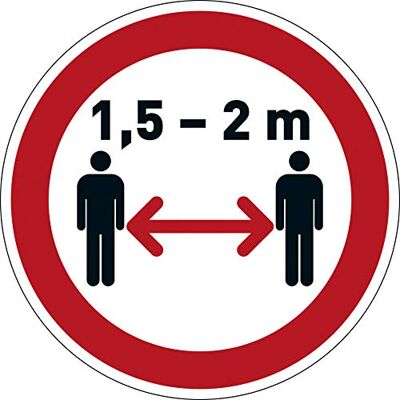 Durable 104103 Pictogramme au Sol " Gardez Vos Distances 1, 5-2M", Non Permanent, Ø 43 cm, Rouge Blanc Durable 104103 Pictogramme au Sol " Gardez Vos Distances 1, 5-2M", Non Permanent, Ø 43 cm, Rouge Blanc