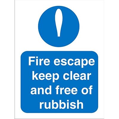 SECO Panneau Fire Escape Keep Clear and Free of Rubbish 150 mm x 200 mm Plastique semi-rigide 1 mm SECO Panneau Fire Escape Keep Clear and Free of Rubbish 150 mm x 200 mm Plastique semi-rigide 1 mm