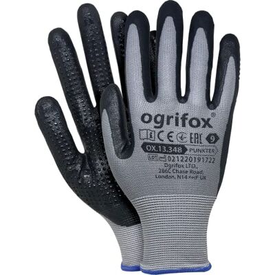 Ogrifox OX-PUNKTER Gants en nitrile, Gants de protection, Gants de travail, Ox.13.348 Dotter, Gris-Noir, 7 Taille, 240 paires Ogrifox OX-PUNKTER Gants en nitrile, Gants de protection, Gants de travail, Ox.13.348 Dotter, Gris-Noir, 7 Taille, 240 paires
