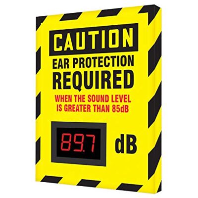 Accuform NMC 12" x 10" Sound Decibel Meter Sign, OSHA Caution Header "Ear Protection Required" Sign, Wall Mount, Digital Aluminum DB Meter, Made in the USA, SCS601 Accuform NMC 12" x 10" Sound Decibel Meter Sign, OSHA Caution Header "Ear Protection Required" Sign, Wall Mount, Digital Aluminum DB Meter, Made in the USA, SCS601
