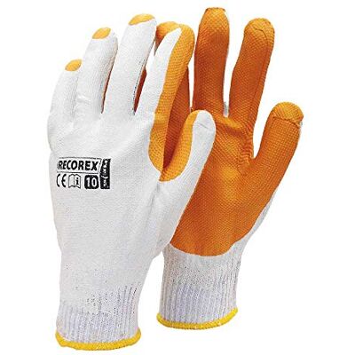 REIS RECOREX Lot de 12 gants de protection Blanc/orange REIS RECOREX Lot de 12 gants de protection Blanc/orange