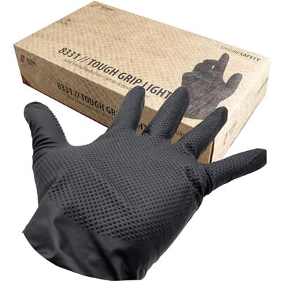 TIGA-MED TOUGH GRIP Lot de 50/250/500/1000 gants jetables en nitrile extra résistants pour atelier, jardin, laboratoire et montage 50 pièces/boîte TIGA-MED TOUGH GRIP Lot de 50/250/500/1000 gants jetables en nitrile extra résistants pour atelier, jardin, laboratoire et montage 50 pièces/boîte