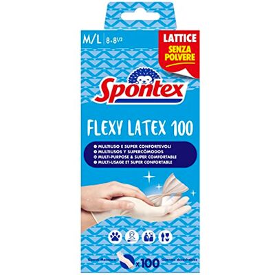 Spontex Gants en latex Flexy Latex x 100 Mapa Gants en latex jetables 100 pièces, taille M/L Spontex Gants en latex Flexy Latex x 100 Mapa Gants en latex jetables 100 pièces, taille M/L
