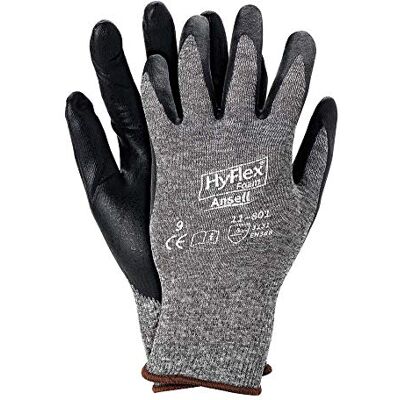 Ansell RAHYFLEX11-801_8 Lot de 12 gants de protection Gris/noir Taille 8 Ansell RAHYFLEX11-801_8 Lot de 12 gants de protection Gris/noir Taille 8