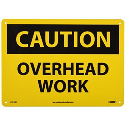 NMC C574RB Panneau OSHA en plastique rigide avec inscription « Caution – Overhead Work », 35,6 cm de long x 25,4 cm de haut, noir sur jaune NMC C574RB Panneau OSHA en plastique rigide avec inscription « Caution – Overhead Work », 35,6 cm de long x 25,4 cm de haut, noir sur jaune