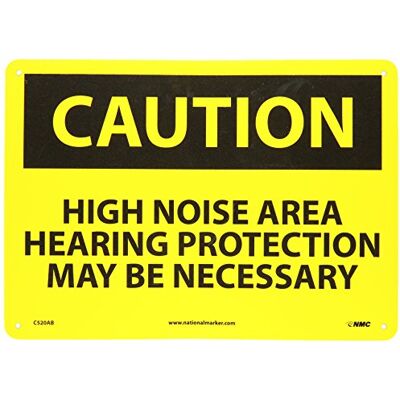 NMC C520AB OSHA Panneau en aluminium avec inscription « CAUTION – HIGH NOISE AREA HEARING PROTECTION MAY BE NECESSARY », 35,6 cm de long x 25,4 cm de hauteur, en aluminium, noir sur jaune NMC C520AB OSHA Panneau en aluminium avec inscription « CAUTION – HIGH NOISE AREA HEARING PROTECTION MAY BE NECESSARY », 35,6 cm de long x 25,4 cm de hauteur, en aluminium, noir sur jaune