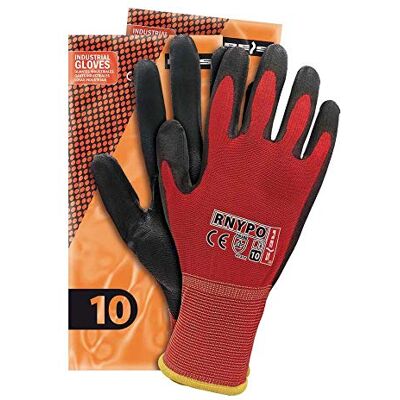 REIS Rnypo_Cb10 Lot de 12 gants de protection Rouge/noir Taille 10 REIS Rnypo_Cb10 Lot de 12 gants de protection Rouge/noir Taille 10