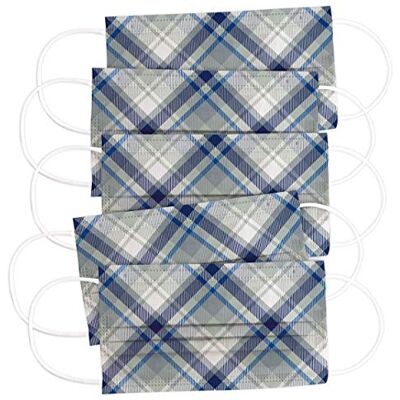 CRAZE 31957, Lot de 5 masques buccaux colorés pour adultes Masque jetable Masque à motif tartan Masque à 3 couches pour le visage et le nez CRAZE 31957, Lot de 5 masques buccaux colorés pour adultes Masque jetable Masque à motif tartan Masque à 3 couches pour le visage et le nez