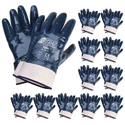 Nitras 03440 Gants de travail en nitrile avec manchette, 12 paires, taille : 9 (L) Nitras 03440 Gants de travail en nitrile avec manchette, 12 paires, taille : 9 (L)