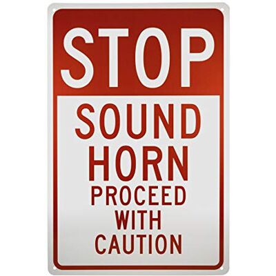 NMC TM70G Panneau de signalisation, arrêt sonore et avertissement, 30,5 cm de largeur x 45,7 cm de hauteur, aluminium, noir sur blanc NMC TM70G Panneau de signalisation, arrêt sonore et avertissement, 30,5 cm de largeur x 45,7 cm de hauteur, aluminium, noir sur blanc
