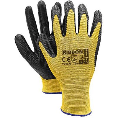 REIS Ribbon_Yb9 Lot de 12 gants de protection Jaune/noir Taille 9 REIS Ribbon_Yb9 Lot de 12 gants de protection Jaune/noir Taille 9