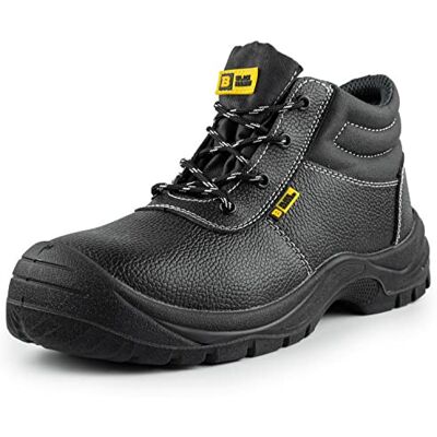 Black Hammer Bottes de sécurité en cuir à embout en acier chaussures légères pour hommes S3 SRC 1400 Noir (39 EU) Black Hammer Bottes de sécurité en cuir à embout en acier chaussures légères pour hommes S3 SRC 1400 Noir (39 EU)