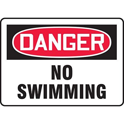 Accuform MADM028VA Panneau de sécurité en aluminium, légende « Danger NO Swimming », 17,8 cm de long x 25,4 cm de large, rouge/noir sur blanc Accuform MADM028VA Panneau de sécurité en aluminium, légende « Danger NO Swimming », 17,8 cm de long x 25,4 cm de large, rouge/noir sur blanc