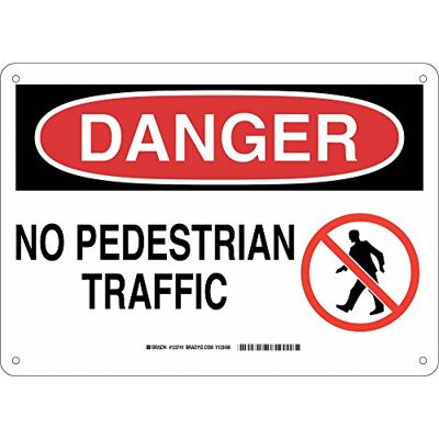 Brady 123741 Panneau de machine et d'opération, légende « No Pedestrian Traffic », hauteur 25,4 cm, largeur 35,6 cm, noir et rouge sur blanc Brady 123741 Panneau de machine et d'opération, légende « No Pedestrian Traffic », hauteur 25,4 cm, largeur 35,6 cm, noir et rouge sur blanc