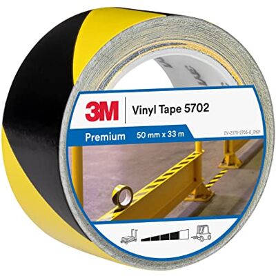 3M Ruban adhésif vinyle 5702, Jaune/Noir, 50 mm x 33 m 3M Ruban adhésif vinyle 5702, Jaune/Noir, 50 mm x 33 m