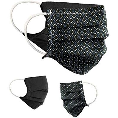 BAF Masque en tissu 100% coton lavable OEKO-TEX 100 Lot de 2 Set Pack double Masque buccal et nasal réutilisable BAF Masque en tissu 100% coton lavable OEKO-TEX 100 Lot de 2 Set Pack double Masque buccal et nasal réutilisable