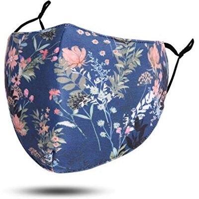 CHICNET Masque de protection pour la bouche et le nez avec compartiment filtrant, fleurs, animaux, lavable, séchage rapide, respirant, en polyester coton, pour adultes, réglable, 23 cm x 13 cm, fleurs CHICNET Masque de protection pour la bouche et le nez avec compartiment filtrant, fleurs, animaux, lavable, séchage rapide, respirant, en polyester coton, pour adultes, réglable, 23 cm x 13 cm, fleurs