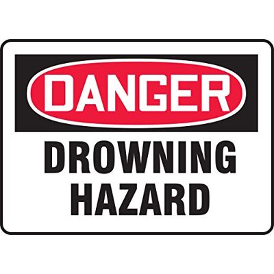 Accuform MADM036VA Panneau de sécurité en aluminium, légende « Danger Drowning Hazard », 17,8 cm de long x 25,4 cm de large, rouge/noir sur blanc Accuform MADM036VA Panneau de sécurité en aluminium, légende « Danger Drowning Hazard », 17,8 cm de long x 25,4 cm de large, rouge/noir sur blanc