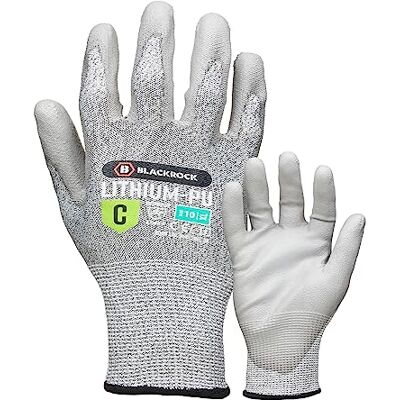 Black rock Blackrock Gants de travail Lithium-PU haute dextérité résistants aux coupures, doublure en fibre de verre anti-coupure pour couteau de niveau C, protection de lame et manipulation du verre, revêtement PU léger pour plus de flexibilité et d'adhé Black rock Blackrock Gants de travail Lithium-PU haute dextérité résistants aux coupures, doublure en fibre de verre anti-coupure pour couteau de niveau C, protection de lame et manipulation du verre, revêtement PU léger pour plus de flexibilité et d'adhé