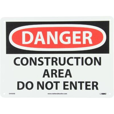 NMC D490AB OSHA Panneau en aluminium avec inscription « Danger Construction zone Do Not Enter », 35,6 cm de long x 25,4 cm de hauteur, en aluminium, rouge/noir sur blanc NMC D490AB OSHA Panneau en aluminium avec inscription « Danger Construction zone Do Not Enter », 35,6 cm de long x 25,4 cm de hauteur, en aluminium, rouge/noir sur blanc