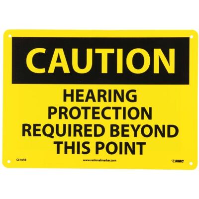 NMC C516RB Panneau d'avertissement en aluminium avec inscription « Caution – Hearing Protection Required Beyond This Point » 35,6 x 25,4 cm NMC C516RB Panneau d'avertissement en aluminium avec inscription « Caution – Hearing Protection Required Beyond This Point » 35,6 x 25,4 cm