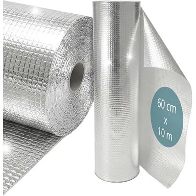Relaxdays Feuille réfléchissante pour radiateurs, Isolant en Aluminium, 0,6 x 10 m, 4 mm à Bulles, argenté Relaxdays Feuille réfléchissante pour radiateurs, Isolant en Aluminium, 0,6 x 10 m, 4 mm à Bulles, argenté