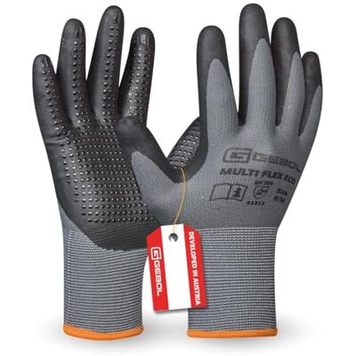 Gebol Multi Flex Eco Gants de travail avec picots Gants en nitrile pour une prise en main sûre Pour homme Taille L (taille 9) Gris 1 paire Gebol Multi Flex Eco Gants de travail avec picots Gants en nitrile pour une prise en main sûre Pour homme Taille L (taille 9) Gris 1 paire