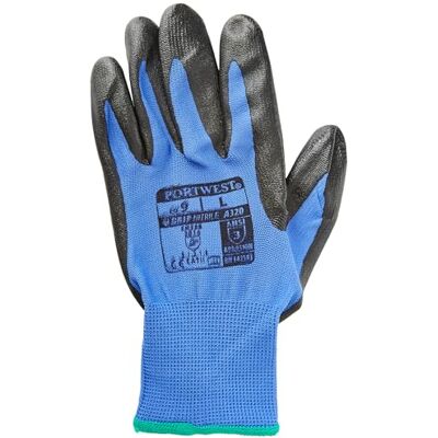 Portwest A320 Paire de gants de protection des mains en nylon Dexti Grip, Small, bleu Portwest A320 Paire de gants de protection des mains en nylon Dexti Grip, Small, bleu
