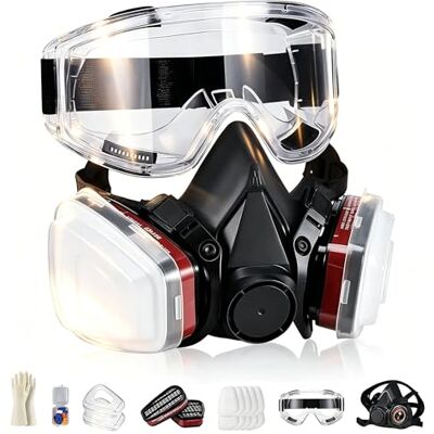 CERKAKITCH Masque de Protection Respiratoire Réutilisable, Masque Anti Poussiere avec 2 Filtres, Masque a Gaz Produit Chimique pour Peinture, Travaux, Vapeurs Organiques, Polissage, Bricolage CERKAKITCH Masque de Protection Respiratoire Réutilisable, Masque Anti Poussiere avec 2 Filtres, Masque a Gaz Produit Chimique pour Peinture, Travaux, Vapeurs Organiques, Polissage, Bricolage