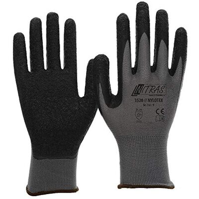 Nitras 3520 Nylotex Nylon Latex Gant de travail, gris/noir, taille 10 / xxl Nitras 3520 Nylotex Nylon Latex Gant de travail, gris/noir, taille 10 / xxl
