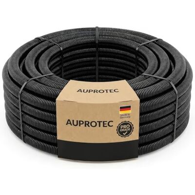 AUPROTEC 25 m Corrugated Conduit Slotted, Inner Ø 7.5 mm I UV & Heat Resistant Polypropylene I Flexible Hose as Cable Protection for Outdoor & Indoor Use I Black AUPROTEC 25 m Corrugated Conduit Slotted, Inner Ø 7.5 mm I UV & Heat Resistant Polypropylene I Flexible Hose as Cable Protection for Outdoor & Indoor Use I Black