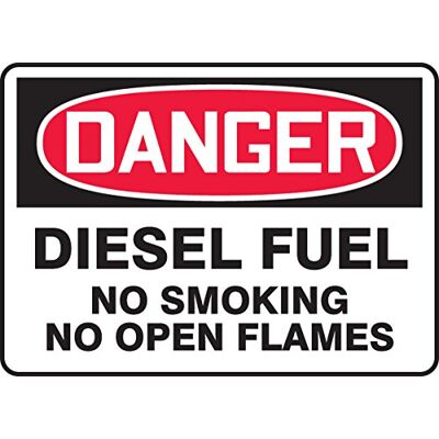 Accuform MCHL270VA Panneau de sécurité en aluminium, légende « Danger Diesel Fuel No Smoking No Open Flammes », 25,4 cm de long x 35,6 cm de large, rouge/noir sur blanc Accuform MCHL270VA Panneau de sécurité en aluminium, légende « Danger Diesel Fuel No Smoking No Open Flammes », 25,4 cm de long x 35,6 cm de large, rouge/noir sur blanc