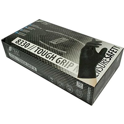 Nitras Boîte de 50 gants jetables en nitrile 8330 Tough Grip N Non poudrés Taille S à XXL Nitras Boîte de 50 gants jetables en nitrile 8330 Tough Grip N Non poudrés Taille S à XXL