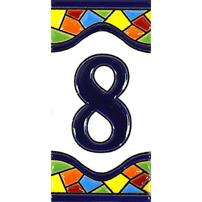 ART Numéro maison. Écriteaux avec numéros et lettres. Carreaux de céramique polychromée, peints à la main dans technique corde sèche (cuerda seca) pour plaques avec numéros, noms, directions et signalisation. Un texte personnalisable. Dessin MOSAICO MEDIA ART Numéro maison. Écriteaux avec numéros et lettres. Carreaux de céramique polychromée, peints à la main dans technique corde sèche (cuerda seca) pour plaques avec numéros, noms, directions et signalisation. Un texte personnalisable. Dessin MOSAICO MEDIA