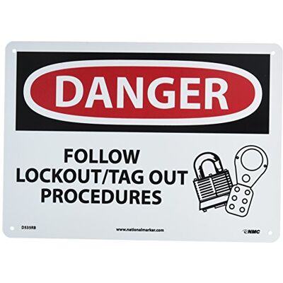 NMC D535RB Panneau OSHA en plastique rigide avec inscription « Danger – Follow Lockout/TAG OUT PROCEDURES » avec graphique, 35,6 cm de long x 25,4 cm de hauteur, en plastique rigide, noir/rouge sur NMC D535RB Panneau OSHA en plastique rigide avec inscription « Danger – Follow Lockout/TAG OUT PROCEDURES » avec graphique, 35,6 cm de long x 25,4 cm de hauteur, en plastique rigide, noir/rouge sur