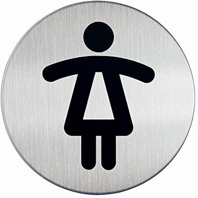 Durable 490423 Picto étiquette de porte ronde (WC femmes, 83 mm) argent métallique Durable 490423 Picto étiquette de porte ronde (WC femmes, 83 mm) argent métallique