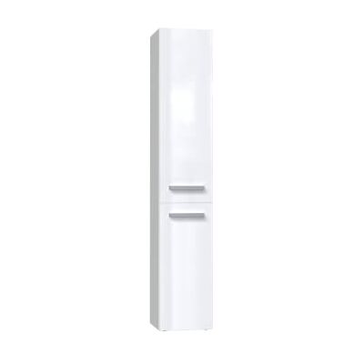 CDF Armoire haute de salle de bain, 174 cm, avec panier à linge, meuble de rangement, moderne, aspect bois, blanc brillant CDF Armoire haute de salle de bain, 174 cm, avec panier à linge, meuble de rangement, moderne, aspect bois, blanc brillant