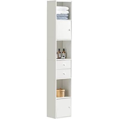 SoBuy Meuble Colonne de Salle de Bain Armoire de Rangement Placard de Rangement Armoire sur Pied avec 2 Portes et 2 Tiroirs Blanc 33x24x188cm, STR10-W SoBuy Meuble Colonne de Salle de Bain Armoire de Rangement Placard de Rangement Armoire sur Pied avec 2 Portes et 2 Tiroirs Blanc 33x24x188cm, STR10-W