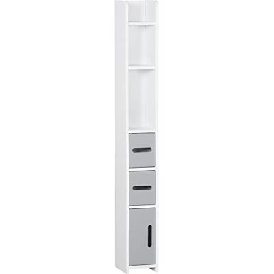 kleankin Meuble Colonne de Salle de Bain Armoire Toilette Haute avec étagères et placards 15 x 17 x 120 cm Gris kleankin Meuble Colonne de Salle de Bain Armoire Toilette Haute avec étagères et placards 15 x 17 x 120 cm Gris
