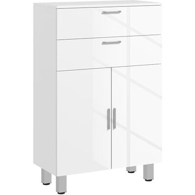 kleankin Badezimmerschrank Beistellschrank mit 2 Hochglanzweiß Schubladen, Tür, Badschrank mit Verstellbarem Regal, Aufbewahrungsschrank für Wohnzimmer 60 x 30 x 93 cm kleankin Badezimmerschrank Beistellschrank mit 2 Hochglanzweiß Schubladen, Tür, Badschrank mit Verstellbarem Regal, Aufbewahrungsschrank für Wohnzimmer 60 x 30 x 93 cm